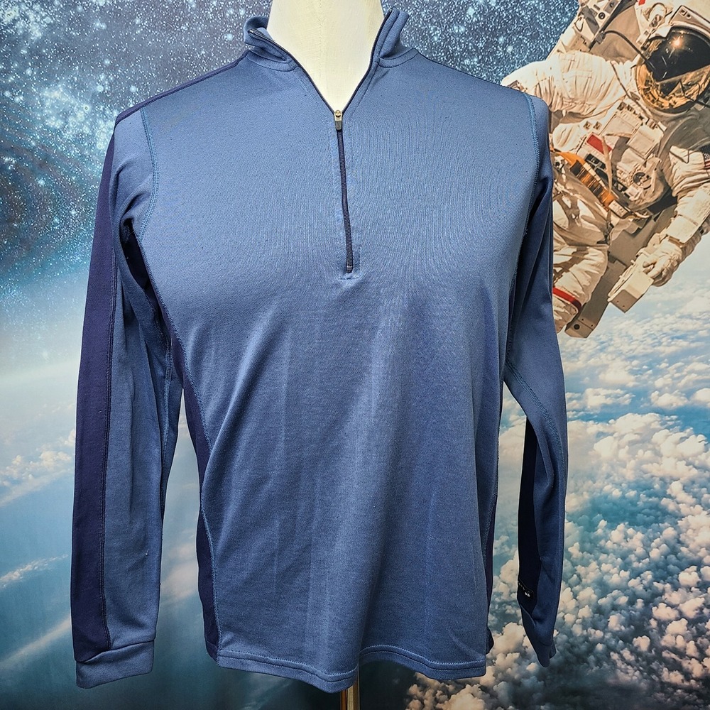Vintage 90s Nike Nike-Fit 1/4 Zip Blue Pullover Spandex Swoosh Woman's XL